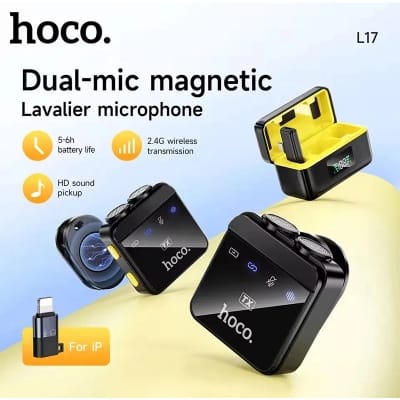 Picture of Hoco L17 Wireless Lavalier Lapel Microphone - Black