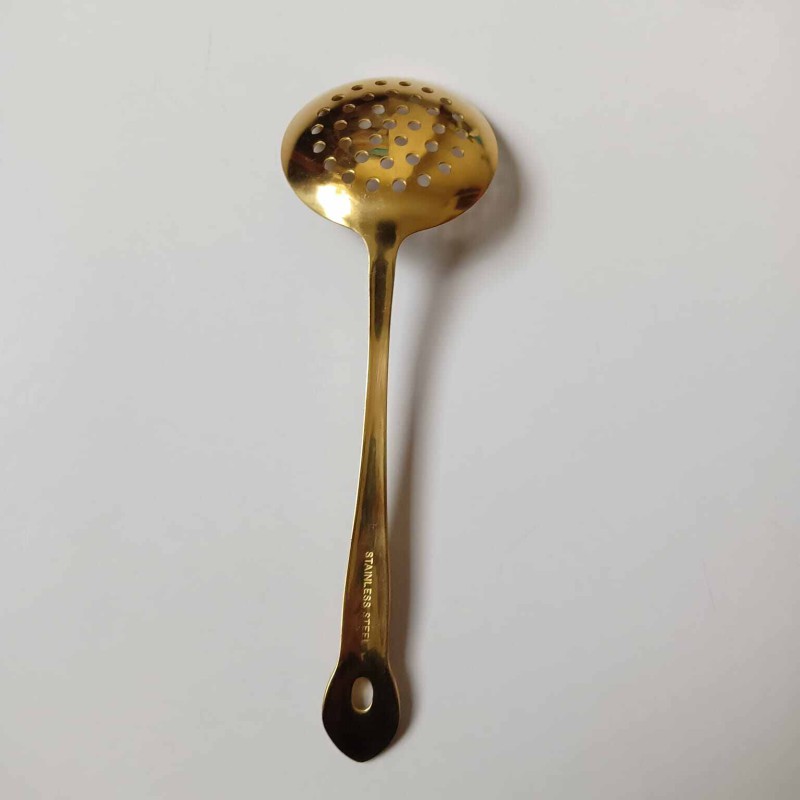 Picture of 1 Pieces Stainless Steel Kitchen Utensil golden color Slotted spoon for kitchen 25 cm long Accessories-Gold