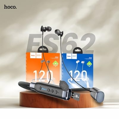 Picture of Hoco ES62 Pretty Neckband Bluetooth Earphone 120 Hours Use Time Dual Play Mode Neckband Long Time Standb - Black