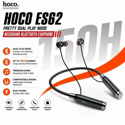 Picture of HOCO ES62 Bluetooth NeckBand 120 Hours backup - Black