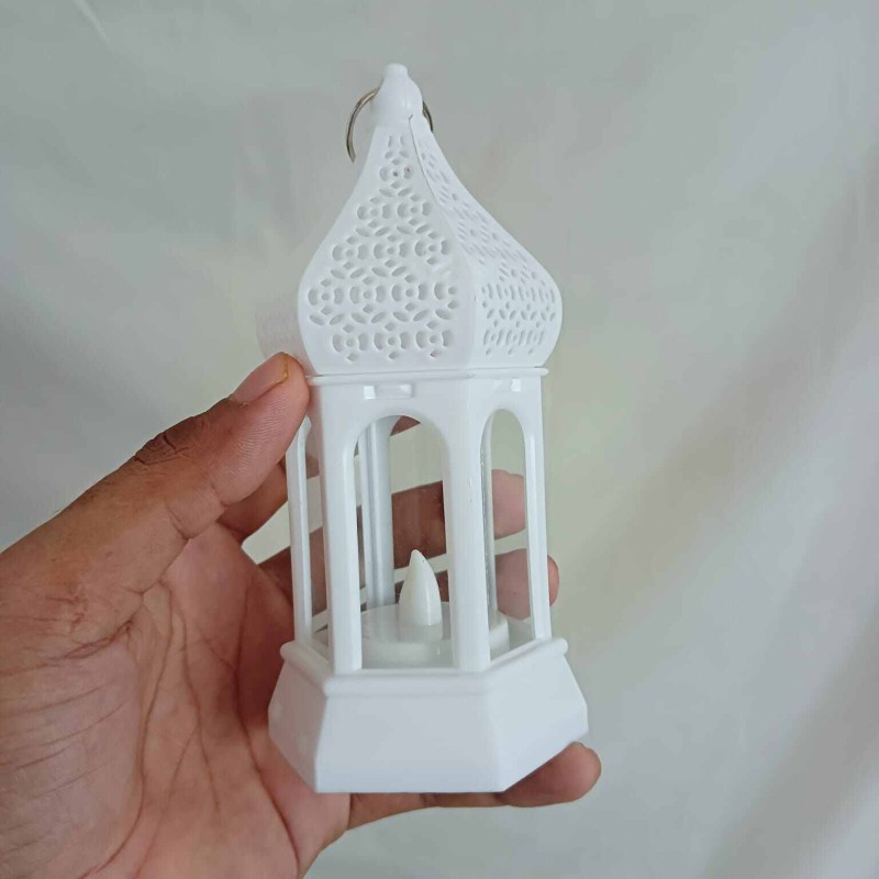 Picture of "LED Lantern for Ramadan - 14cm Morocco Wind Multi-Color Candle Lamp | Battery-Powered ABS Plastic Light for Eid Mubarak and Home Decor"-Multicolor