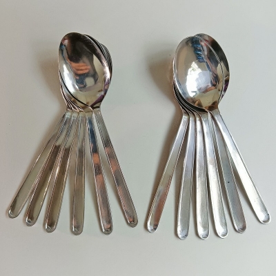 Picture of Rosy 12 pcs Stainless steel Tea spoon silver for kitchen 15cm long best spoon for House, Kitchen, Travel, restaurant  etc-Silver