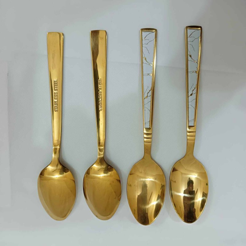 Picture of 6 pcs Best quality golden color imported Tea spoon for denner golden color mirror polish spoon 15cm long-Gold