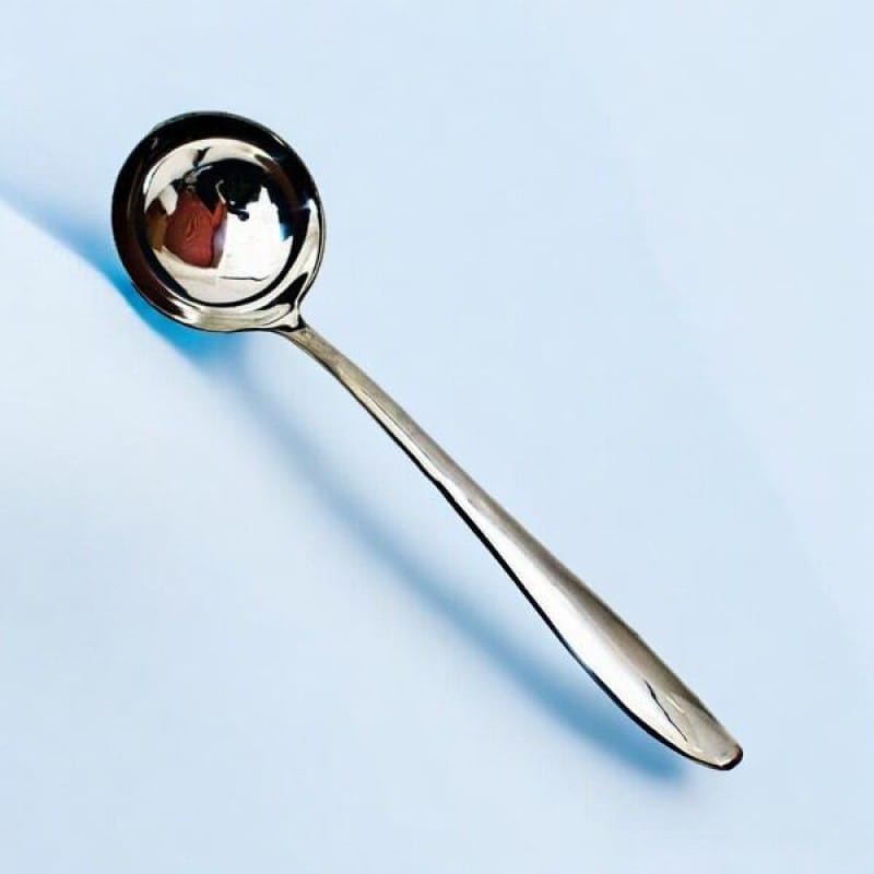 Picture of 9.5 Inch Stainless Steel Ladle - Mirror Polished Big Soup Spoon, Non-Magnetic, Ideal for Cooking and Serving-Silver