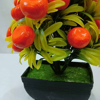 Picture of Fake Orange Plant: Artificial Orange Tree Mini Potted Plant for Home, Kitchen, Wedding, and Party Decoration (1)-Multicolor