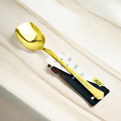 Picture of 10 Inch Golden Curry Serving Spoon - Stainless Steel, Non-Magnetic, Mirror Polish, Ideal for Cooking and Serving, Single Piece-Gold
