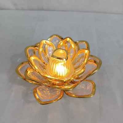 Picture of "Crystal Flower Shape LED Candle Light - 10x10cm Multi-Color ABS Plastic for Ramadan Table, Wedding, and Party Decor | Battery-Powered Light for Room"-Multicolor