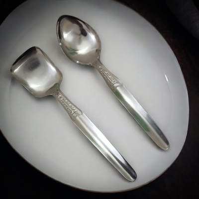 Picture of Set of 2 Silver Stainless Steel Spoons – 9.5-10.5 Inch – Perfect for Cooking & Serving – Durable, Stylish & Versatile-Silver