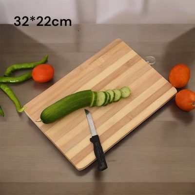 Picture of "Durable Bamboo Chopping Board - 32x22x1.8cm Rectangle, Ideal for Meat, Veggies, and Bread with Hook for Easy Storage, Brown Wooden Cutting Board for Kitchen"-Brown