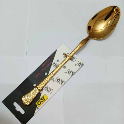 Picture of AYD 6 pcs premium quality Big Size Table spoon 20 cm long Table spoon Golden spoon , Best tableware Table Spoon (6 pcs set Table Spoon) Design-2-Gold
