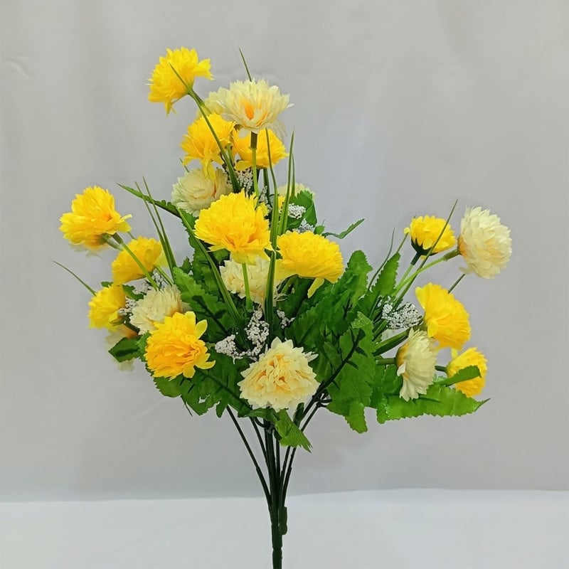 Picture of Multicolor 20-28 Heads color Home Decoration Color Beauty Silk Artificial Flowers stick Fake Flower Especial for Wedding and Festival Decoration-Yellow