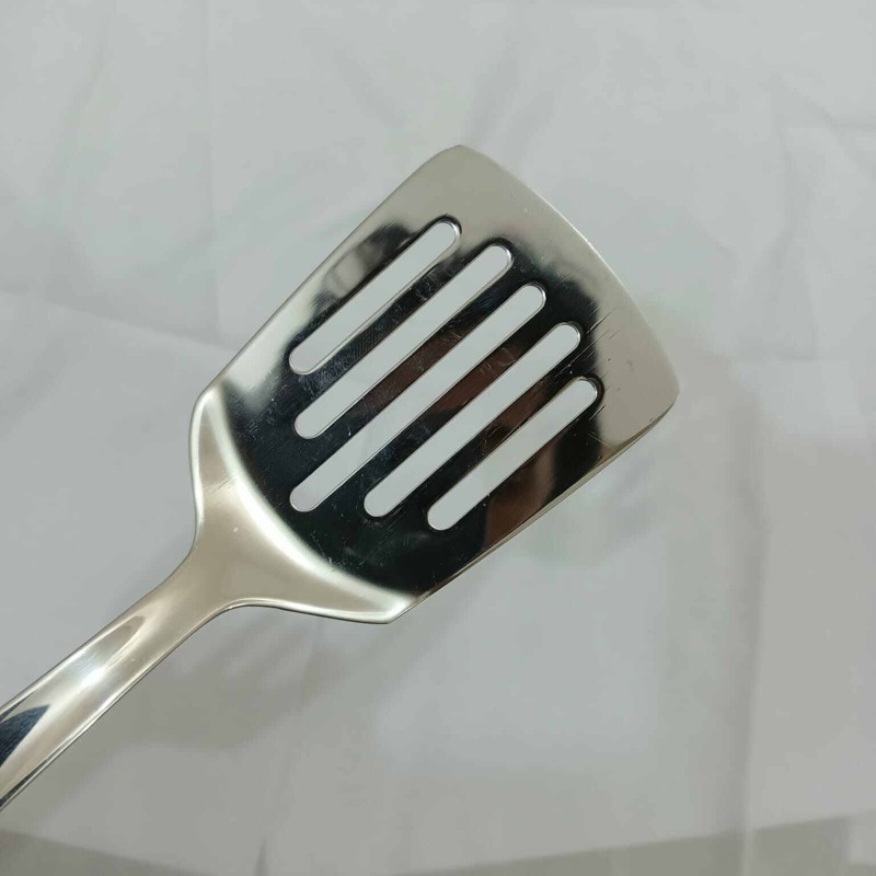 Picture of 1 pcs stainless steel silver color Serving spoon Slotted turner spoon 26cm long-Silver