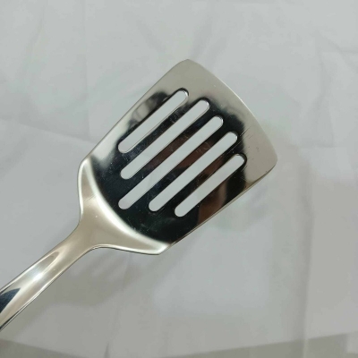 Picture of 1 pcs stainless steel silver color Serving spoon Slotted turner spoon 26cm long-Silver