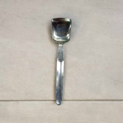 Picture of 1 pcs 22cm Square Shape Stainless Steel Serving Spoon, Silver Kitchen Tool-Silver