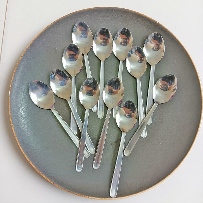 Picture of Sara 12 pcs Stainless steel Tea spoon silver for kitchen 14cm long best spoon for House, Kitchen, Travel, restaurant  etc-Silver