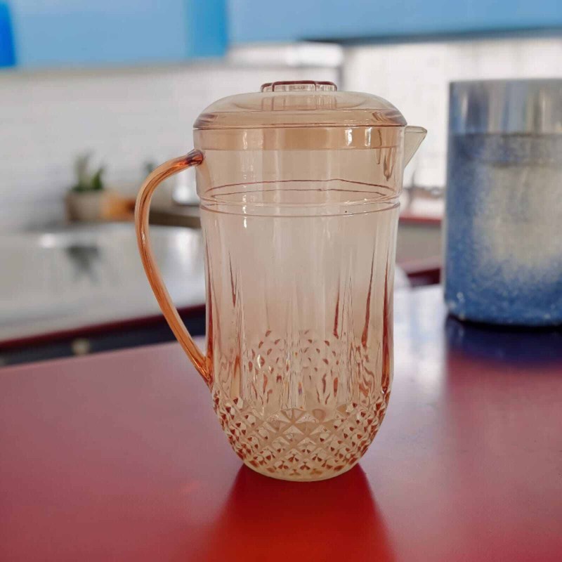 Picture of Transparent Exclusive Crystal Water Jug - 2L Capacity, Anarkoli Plastic, Golden Color, Classic Design-Gold