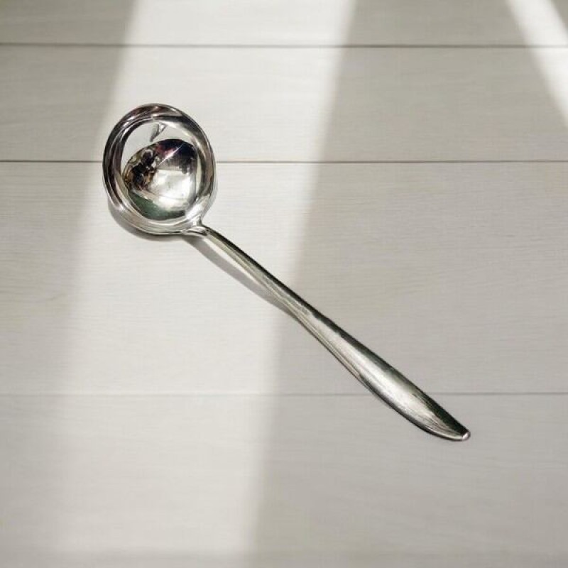 Picture of 10 Inch Stainless Steel Soup/Dal Serving Spoon - Mirror Polish, Silver, Ideal for Cooking and Serving, Durable and Stylish, Single Piece-Silver