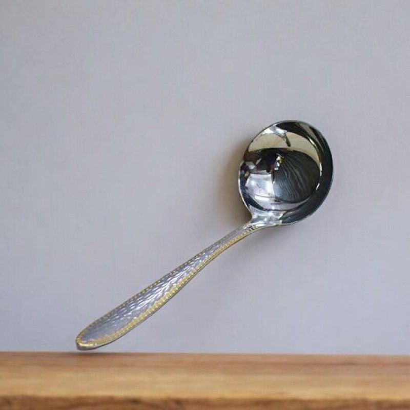 Picture of Silver and Gold 12 Inch Stainless Steel Big Rice Spoon - Mirror Polish, Non-Magnetic, Ideal for Cooking and Serving, Durable and Elegant, Perfect for Home and Professional Kitchens, Single Piece-Silver