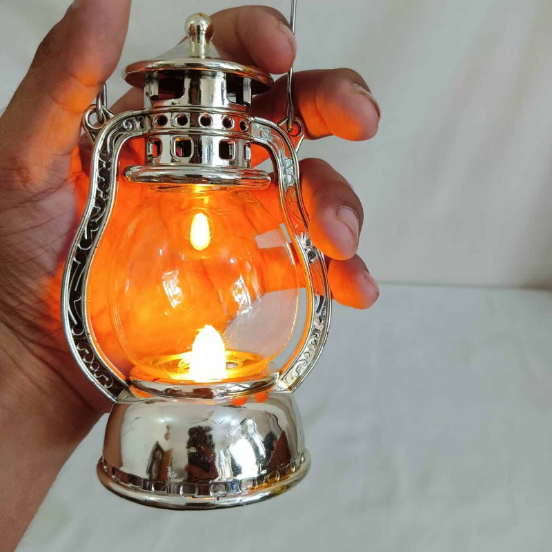 Picture of "14.5cm LED Retro Hanging Lantern - Multi-Color ABS Plastic for Outdoor and Garden Decor | Battery-Powered Lantern Light for Ramadan Table and Room Decoration"-Multicolor