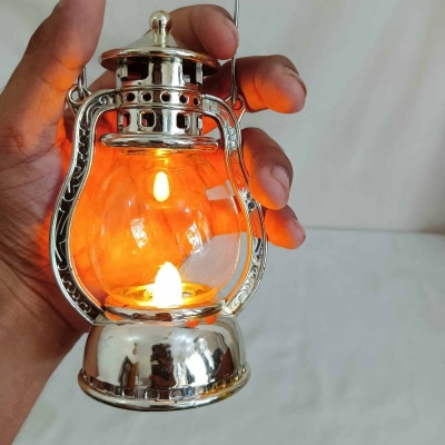 Picture of "14.5cm LED Retro Hanging Lantern - Multi-Color ABS Plastic for Outdoor and Garden Decor | Battery-Powered Lantern Light for Ramadan Table and Room Decoration"-Multicolor