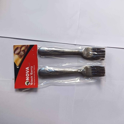 Picture of Nova Black Berry 12 pcs Stainless Steel sweet Spoons Mini fork Coffee Forkspoon-Silver