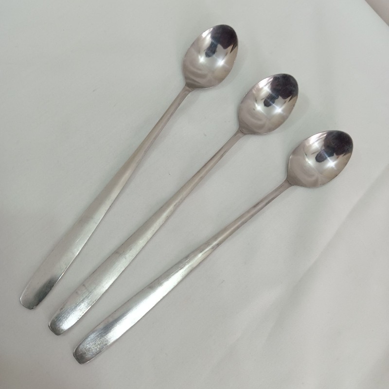 Picture of 3 pcs stainless steel long hundle pickling spoon silver colour 8 inch long-Silver