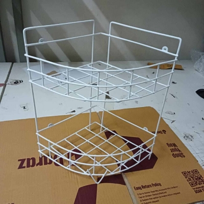 Picture of 2 pcs set, 1 pc 3 Step and 1 pc 2 step Hanging Corner Storage Rack Organizer Kitchen Rack Maximize Space with This 3-Step Hanging Corner Storage Rack, made is high quality iron stick white colour combo pack-White