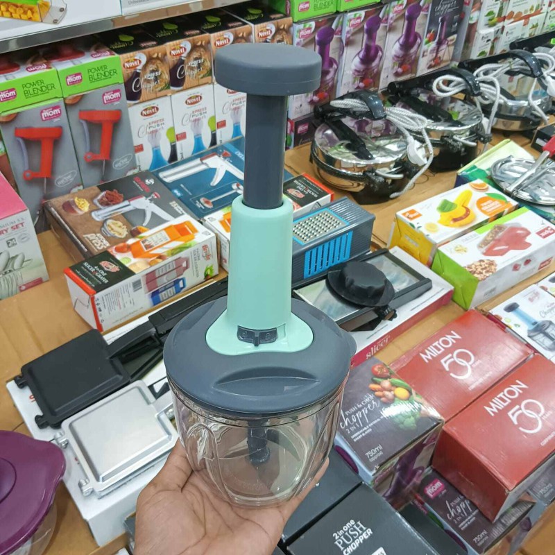 Picture of Refined Taste - Push Chopper Plastic Vegetable Chopper Cutter, Vegetable Push Chopper for Kitchen, 3 Sharp Stainless Steel Blades,-Multicolor