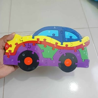 Picture of Wooden Puzzles 26 Preschool Educational Toys Blocks Shapes for 26 English Letters Numbers Transportation-Multicolor
