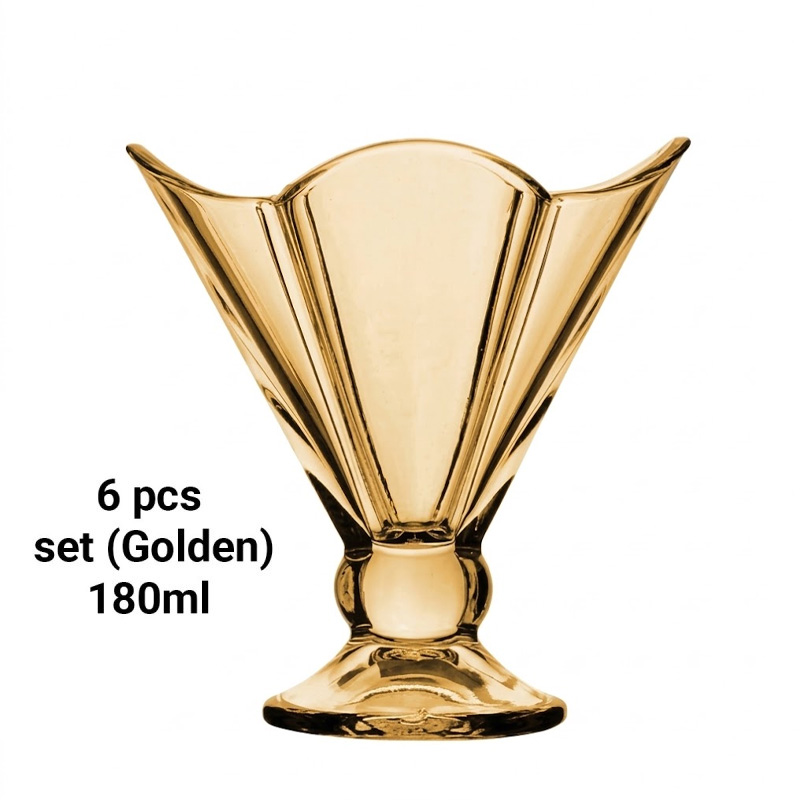 Picture of Glass Ice Cream Bowl - 180 ml.| Perfect for Serving Ice Cream, Fruit, Salad, Snack, Cocktail - Pack of 6 (DAKBO55HA) - Minimalistic Sophistication-Gold