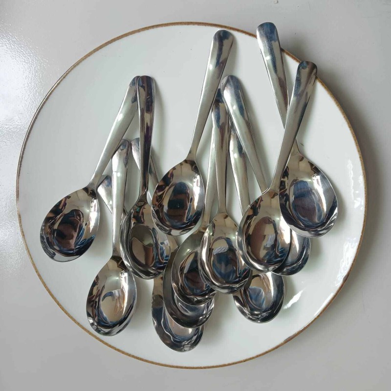 Picture of Lionel 12 pcs set Sup Spoon Lionel Thai Chinese Stainless Steel Soup Spoons 16 cm Long Big Size-Silver