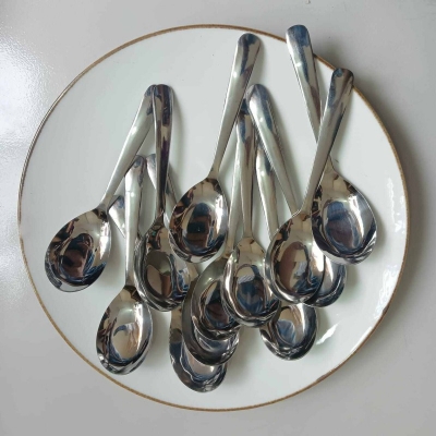 Picture of Lionel 12 pcs set Sup Spoon Lionel Thai Chinese Stainless Steel Soup Spoons 16 cm Long Big Size-Silver
