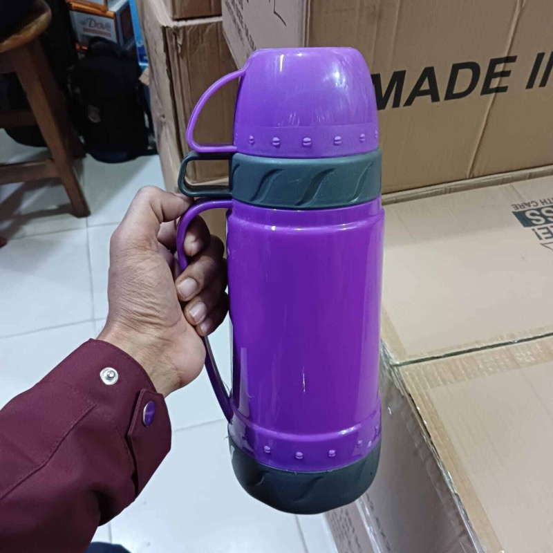 Picture of Mr Milton 1L capacity Vacuam Flask Plastic body and Glass rifil with a 2cup-Multicolor