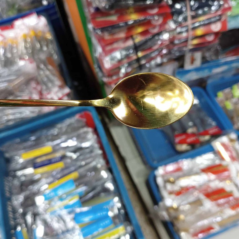 Picture of 1 pcs golden color long hundle pickle spoon silver color spoon carry design spoon golden color pickle spoon-Gold