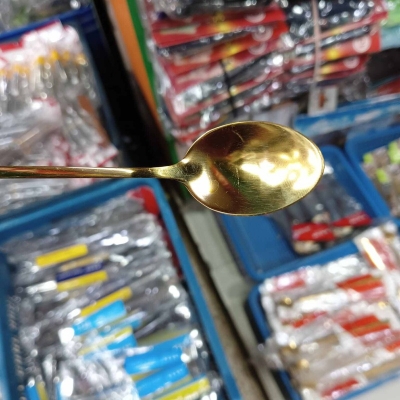 Picture of 1 pcs golden color long hundle pickle spoon silver color spoon carry design spoon golden color pickle spoon-Gold