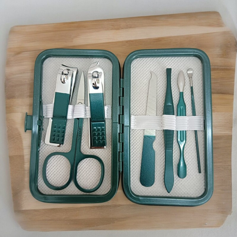 Picture of Stainless Steel Nail Clipper Set Grooming Tool Set With Portable Case Manicure Art Tool Green Nails Cut,7pcs-Blue