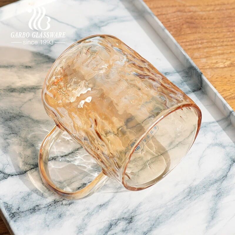 Picture of Hand made single wall glass tumblers coffee borosilicate glass coffee tea mug golden color-Gold