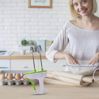 Picture of Egg Beater, Stainless Steel Egg Beater, Portable Egg Scrambler with Non Slip Handle, Mixing Utensil for Eggs, Hand Held Compact Egg Beater, Manual Egg Beater for Blending Beating-White