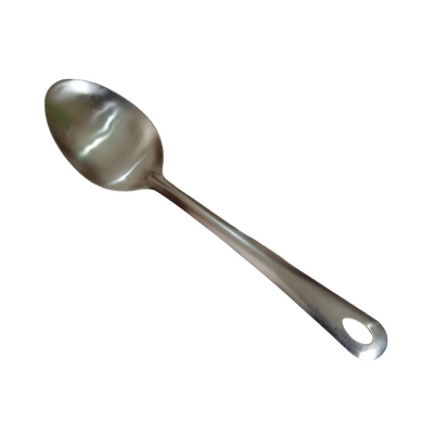 Picture of 10 Inch Stainless Steel Serving Spoon, Silver, Non-Magnetic, Perfect for Cooking and Serving. Durable and Versatile, This Spoon Offers Efficiency and Style in Any Kitchen.-Silver