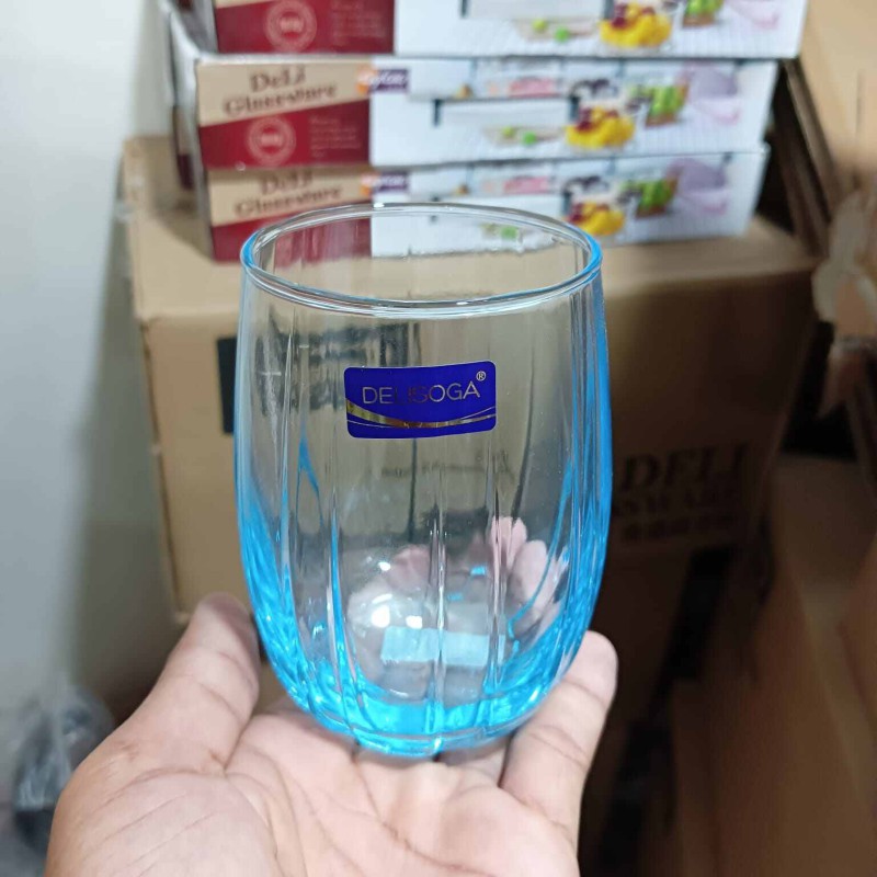 Picture of 6 pcs color glass cup set JS5139-2B (Blue)-Blue