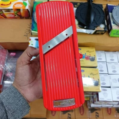 Picture of Potato Slicer for Chips Vegetable & Fruit Cutter Slicer, Black/Silver Potato Slicer (1 Potato Slicer) Vegetable & Fruit Slicer-Multicolor