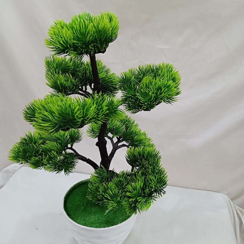 Picture of 7-Head Artificial Pine Tree Bonsai - 43*24cm - Green Potted Plant for Garden & Office Decor-Multicolor