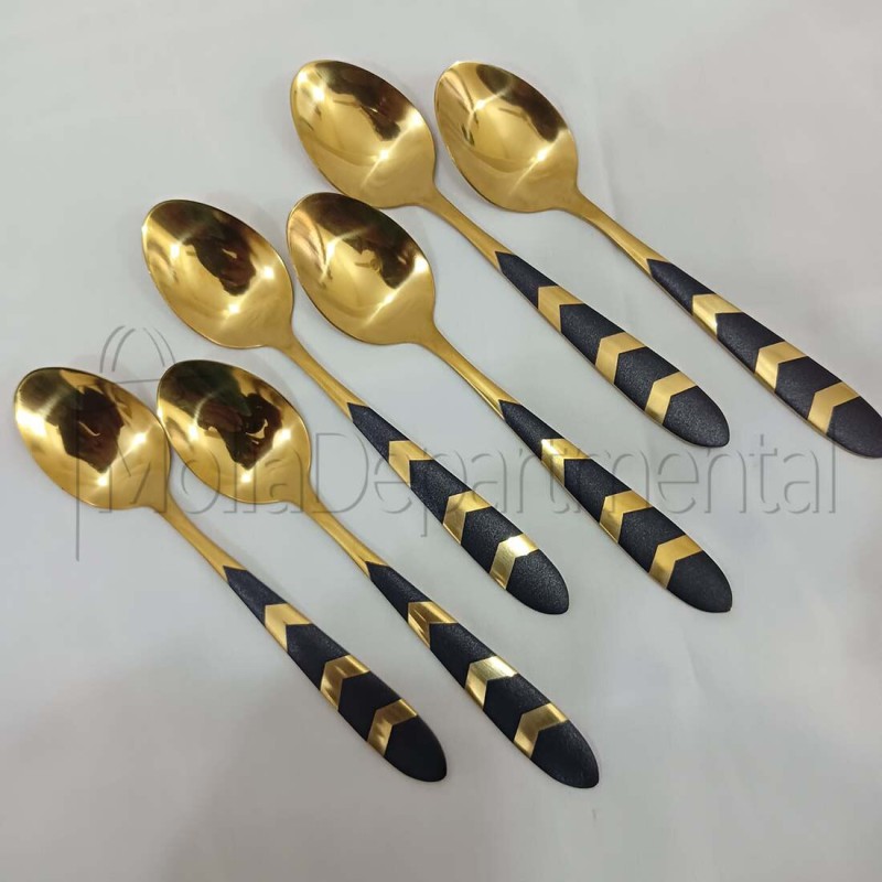 Picture of AYD 6 pcs golden color tea spoon 16cm long golden color tea spoon best for cutlery tableware-Gold
