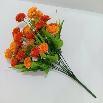 Picture of Multicolor 20-28 Heads color Home Decoration Color Beauty Silk Artificial Flowers stick Fake Flower Especial for Wedding and Festival Decoration red-yellow-Yellow