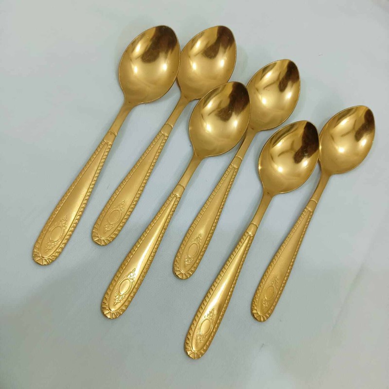 Picture of 6 pcs stainless steel golden color tea spoon-Gold