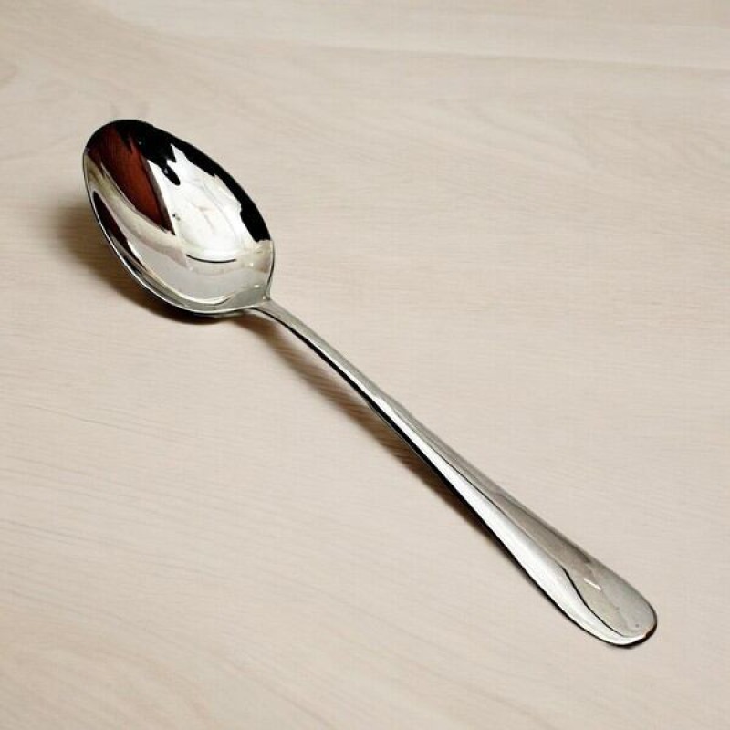 Picture of 10.2-Inch Stainless Steel Heavy Curry Serving Spoon - Mirror Polish Finish, Perfect for Cooking and Serving Curries - Durable Silver Utensil - 1 Piece-Silver