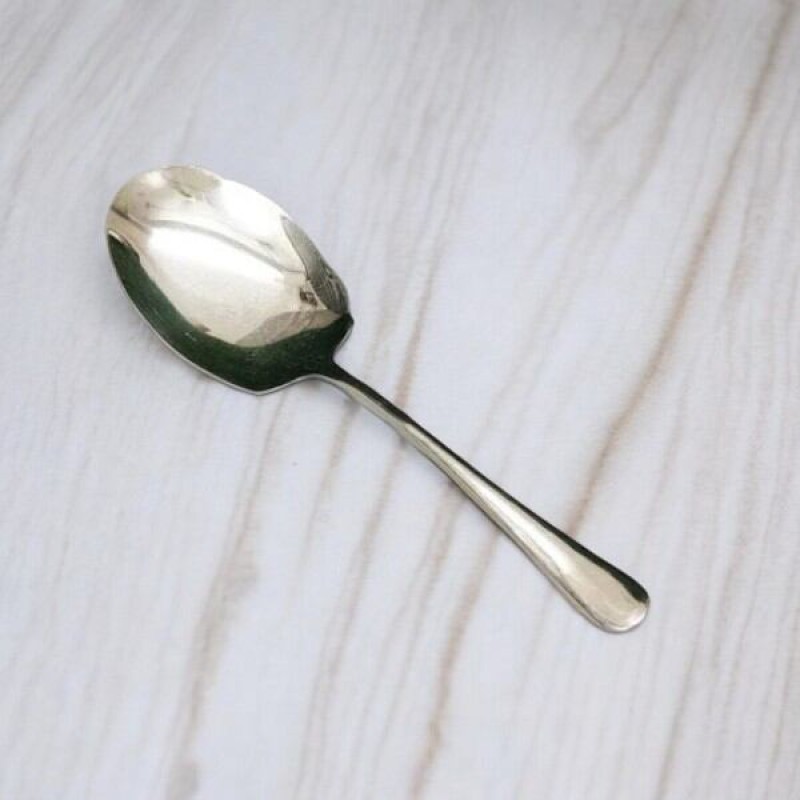 Picture of 10.5 Inch Stainless Steel Rice Spoon - Silver with Mirror Polish and Golden Handle, Perfect for Serving-Silver