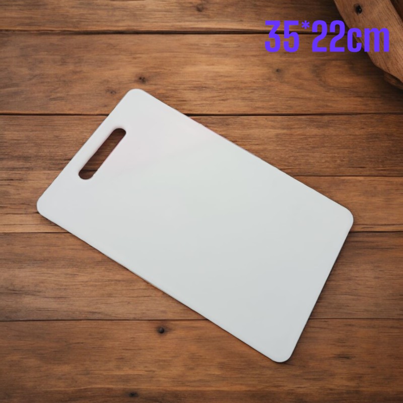 Picture of Professional White Plastic Cutting Board - 1-Piece - 35x22cm Rectangular - Antibacterial & Reliable Tool for Food Prep-White