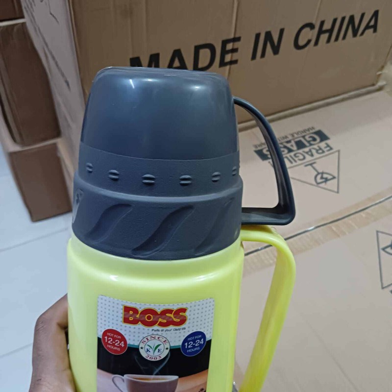 Picture of Boss 1L capacity Vacuam Flask Plastic body and Glass rifil with a cup-Multicolor