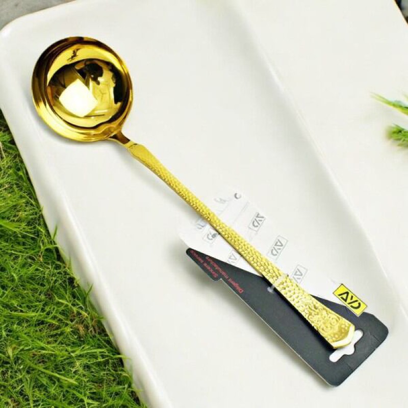 Picture of 11.5 Inch Golden Soup Serving Spoon - Stainless Steel, Mirror Polish, Non-Magnetic, Ideal for Cooking and Serving, Single Piece-Gold